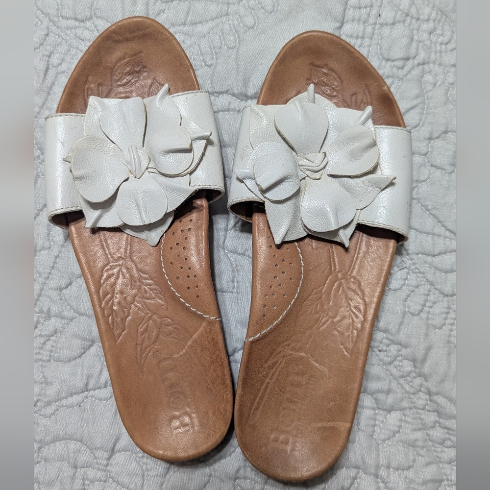 White Floral Women's Slide Sandals